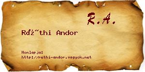 Réthi Andor névjegykártya
